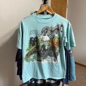 1980s San Diego Zoo Animal Graphic T-Shirt - Light Blue